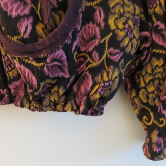 FREE PEOPLE No Ordinary Floral Puff Sleeve Top in Black Combo - Size XS - Picture 13 of 16